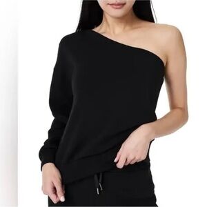 Spanx AirEssentials Asymmetric One Shoulder Long Sleeve Top Black Size XS